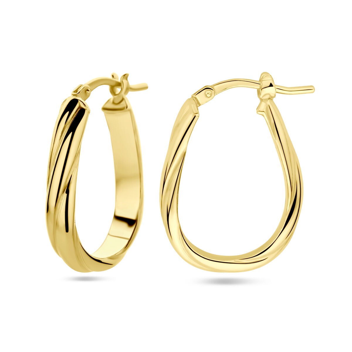Aros de mujer chapados en oro – oro amarillo sobre plata 925, diseño retorcido 24 mm