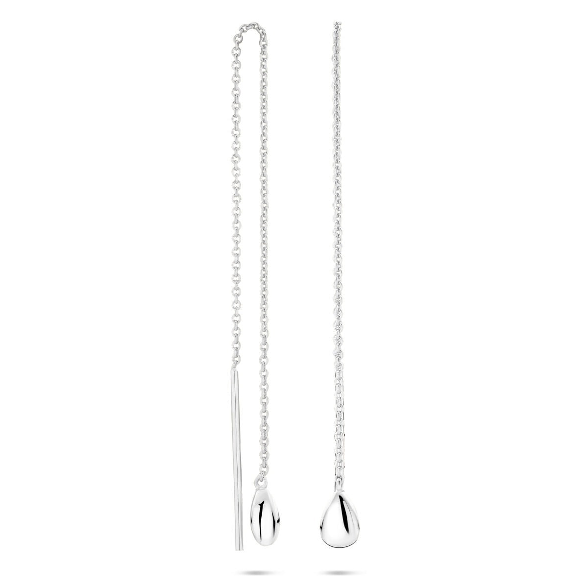Pendientes de gota de plata con cierre de presión – plata 925 rodiada, 115 mm de largo