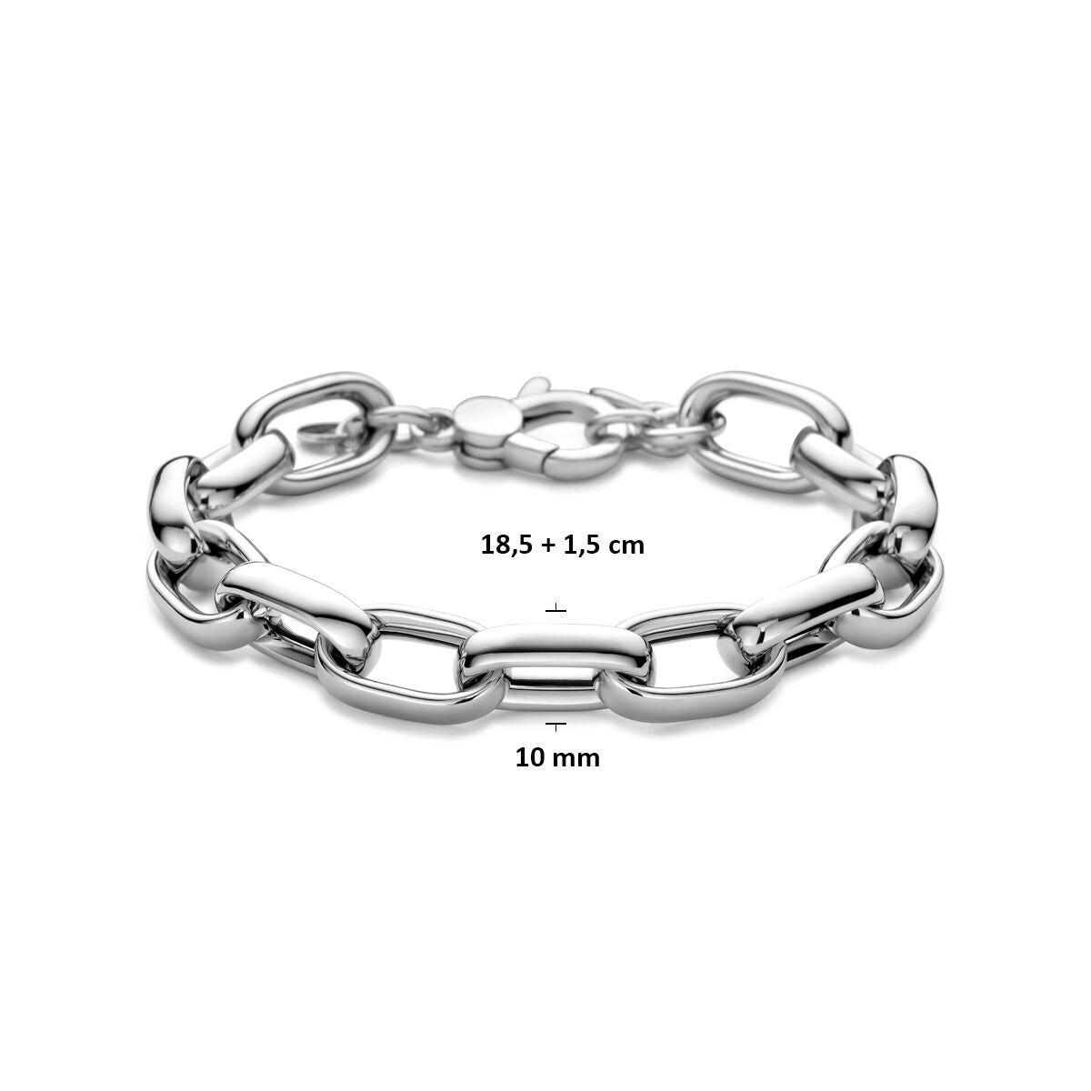 Pulsera de mujer de plata – pulsera de eslabones ancla rodiada 10 mm