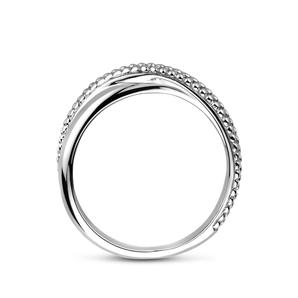 Anillo de mujer de plata – Plata 925 rodiada, 6,5 mm de ancho