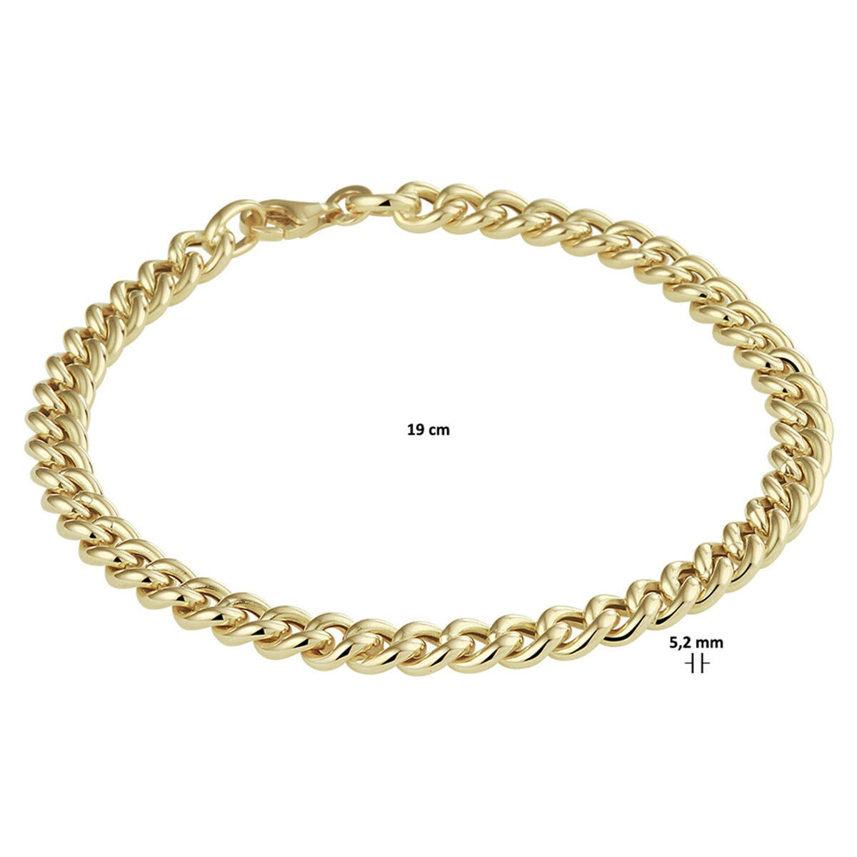 pulsera gourmet de oro amarillo de mujer 5,2 mm 19 cm