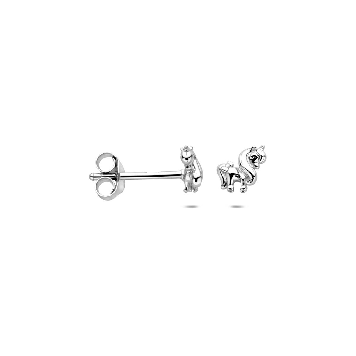 Pendientes infantiles de plata – pendientes de botón unicornio 5,5 x 6,5 mm