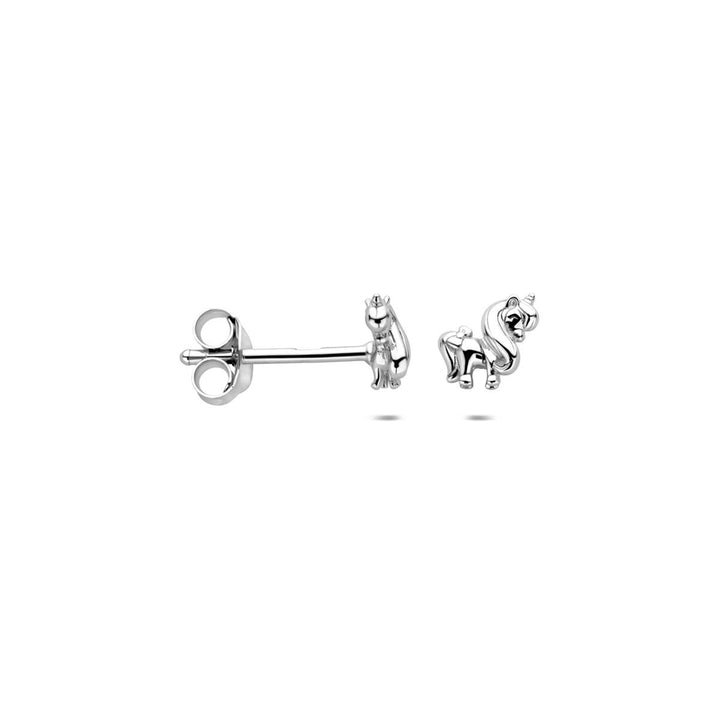 Kinder oorbellen zilver – eenhoorn oorknopjes 5,5 x 6,5 mm