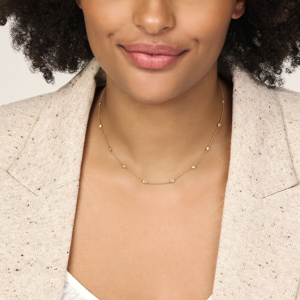 collar de oro amarillo de 14k con circonitas