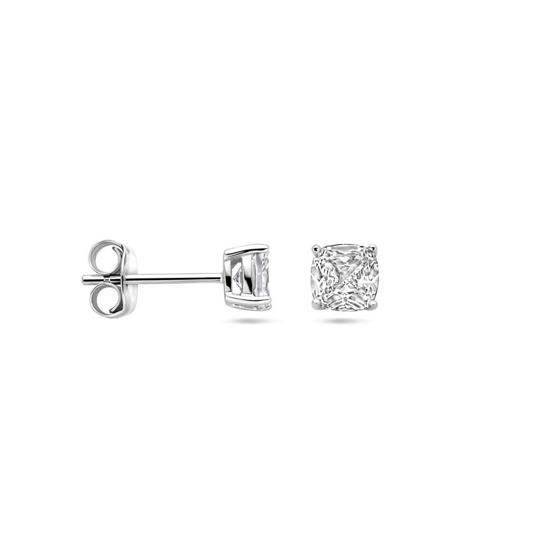 Zilveren oorknopjes met prinses geslepen zirkonia