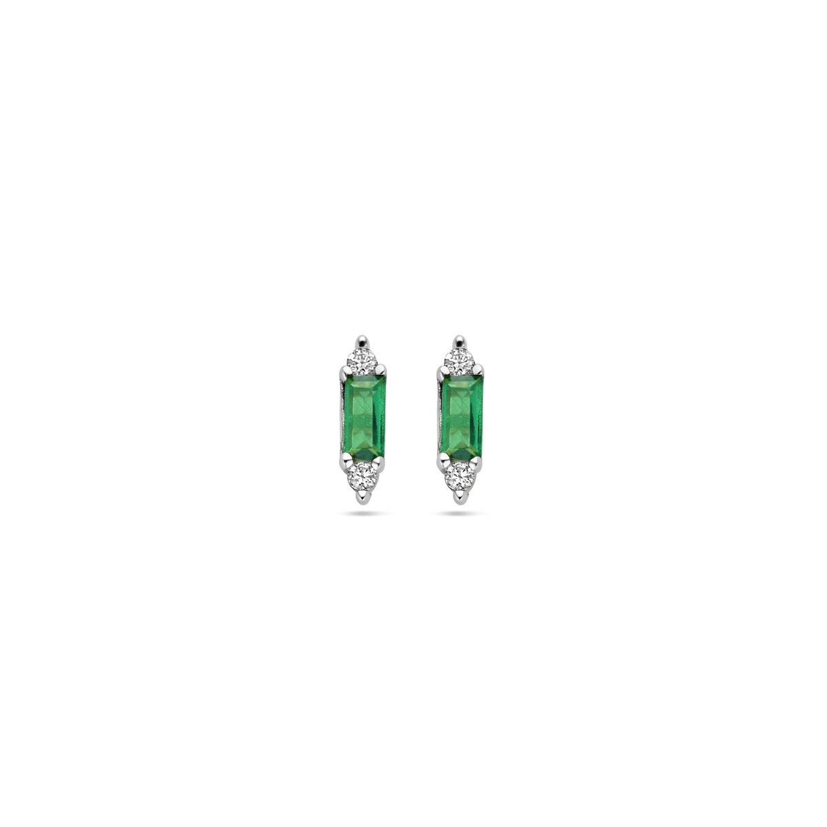 Pendientes de primera puesta de plata con zircón verde y blanco, de 8 mm.