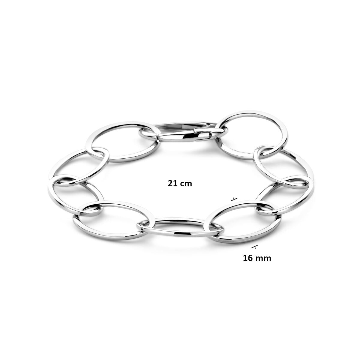 Pulsera de mujer de plata rodiada con eslabones de ancla 16mm