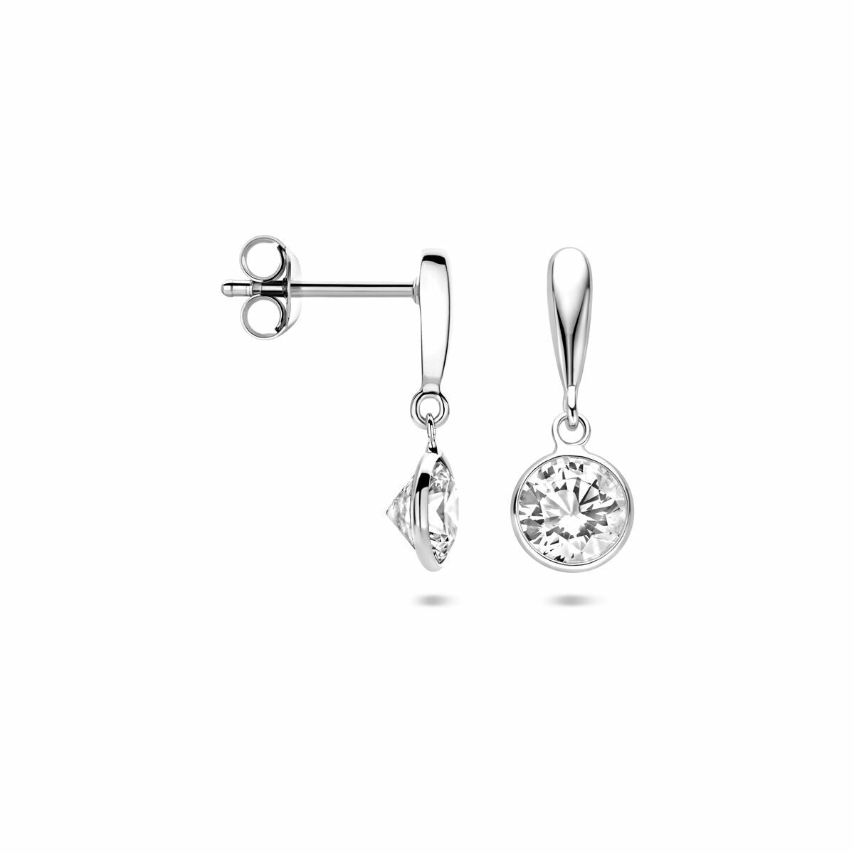 Pendientes de plata redondos con circonitas 18 mm