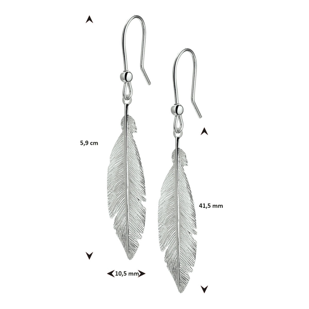 Pendientes de plata con plumas – rodiados 925