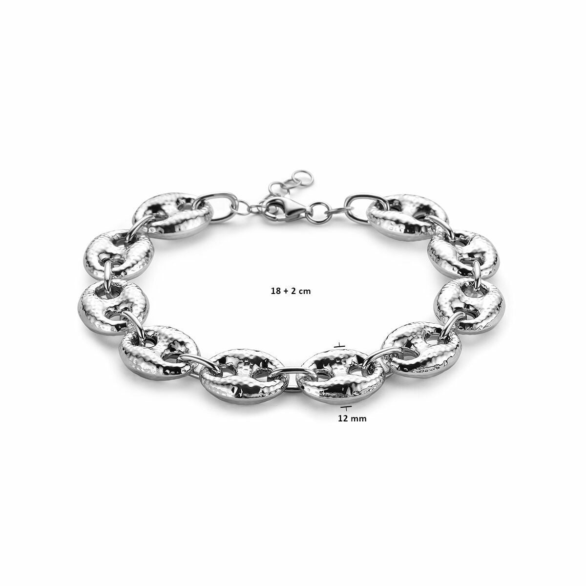 Pulsera de mujer de plata – rodiada con eslabones de ancla anchos