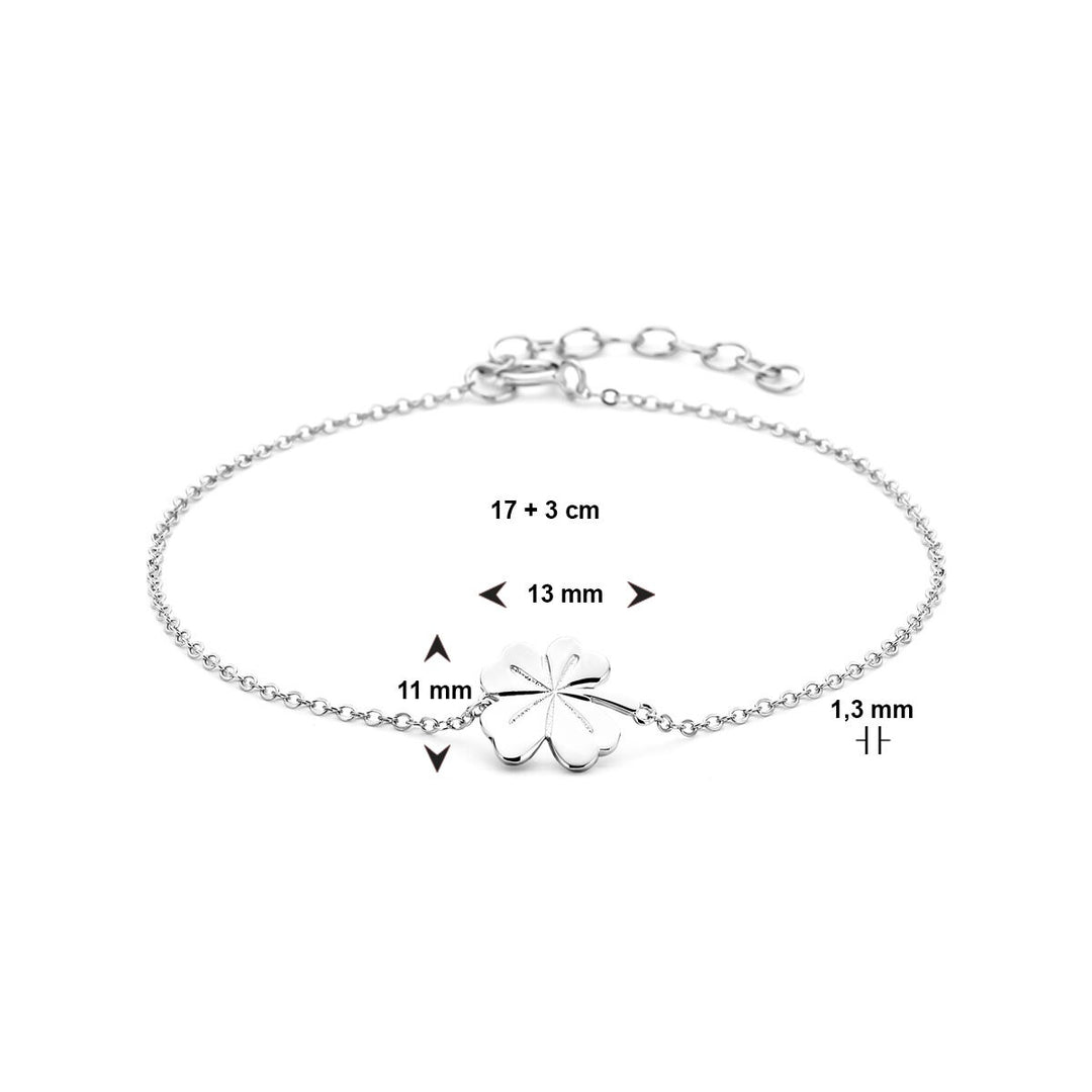 Klaverarmband in gerhodineerd zilver – dames armband