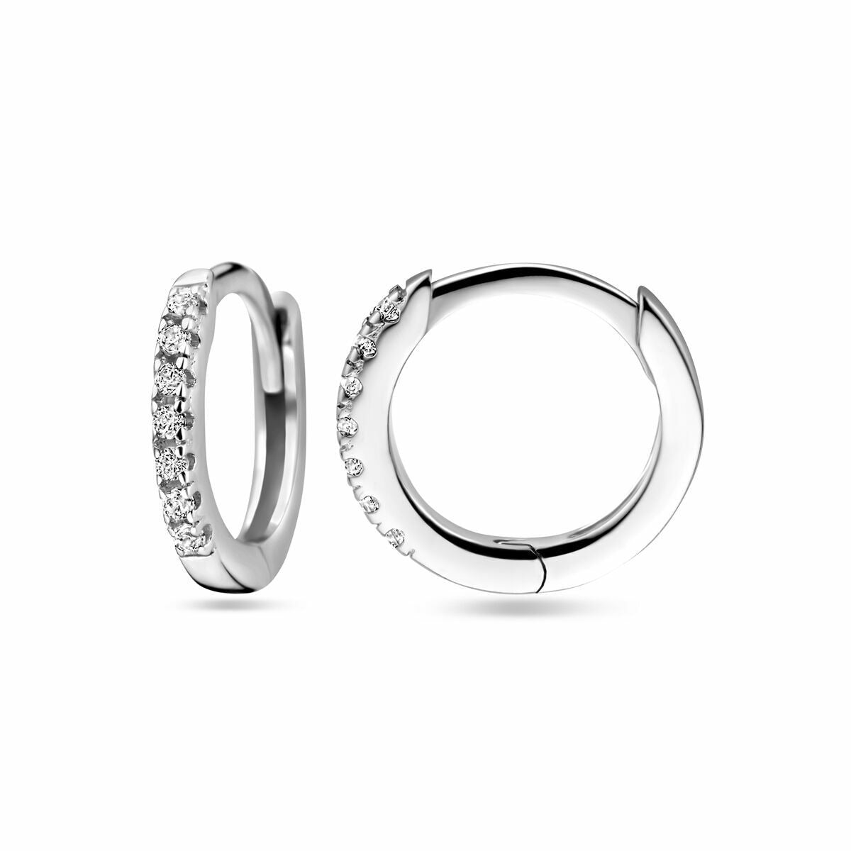 Aros de plata con circonita tallada en brillante