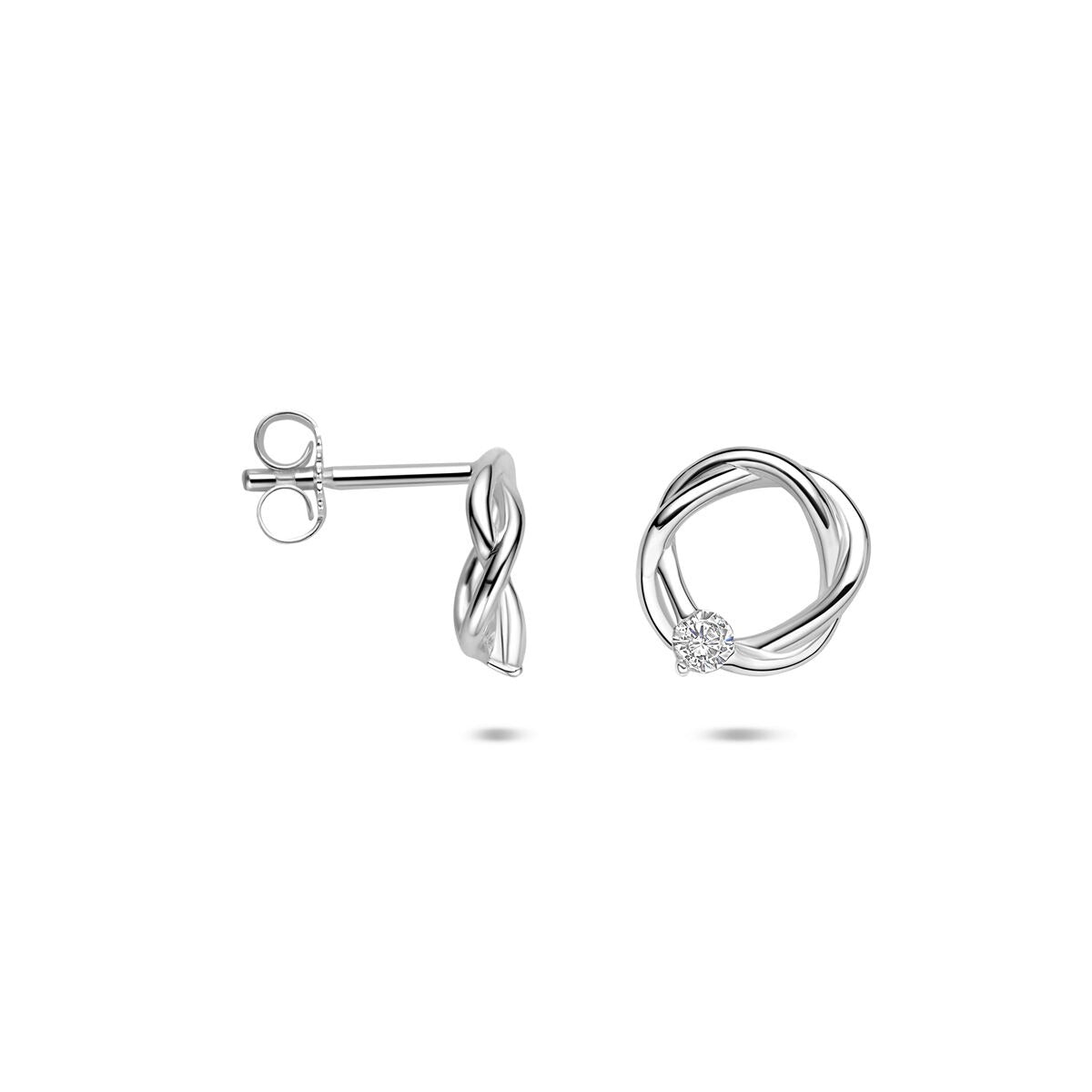 Pendientes de botón de plata 925 rodiados con circonitas – Ø 10 mm