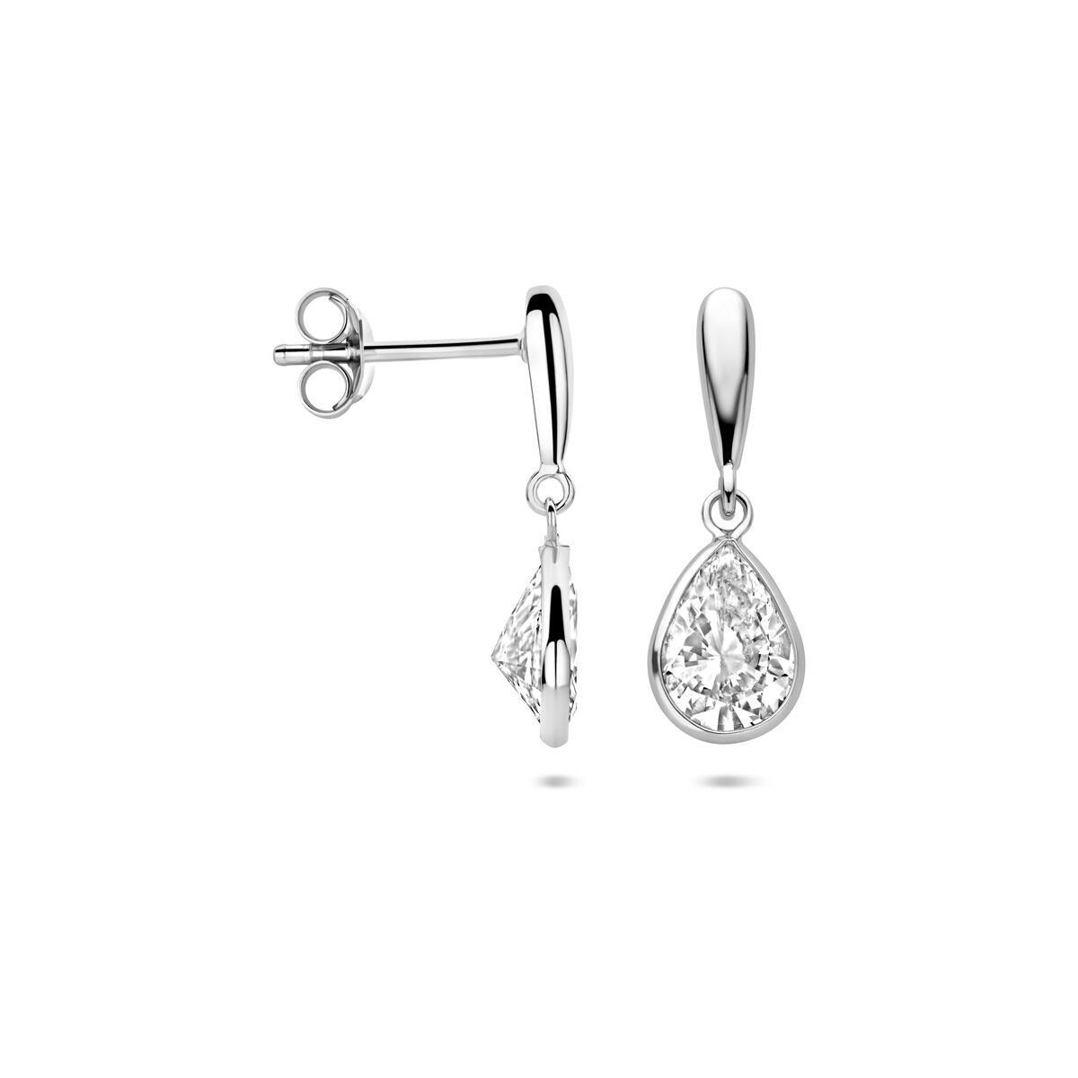Pendientes de plata en forma de gota con circonita 20 mm