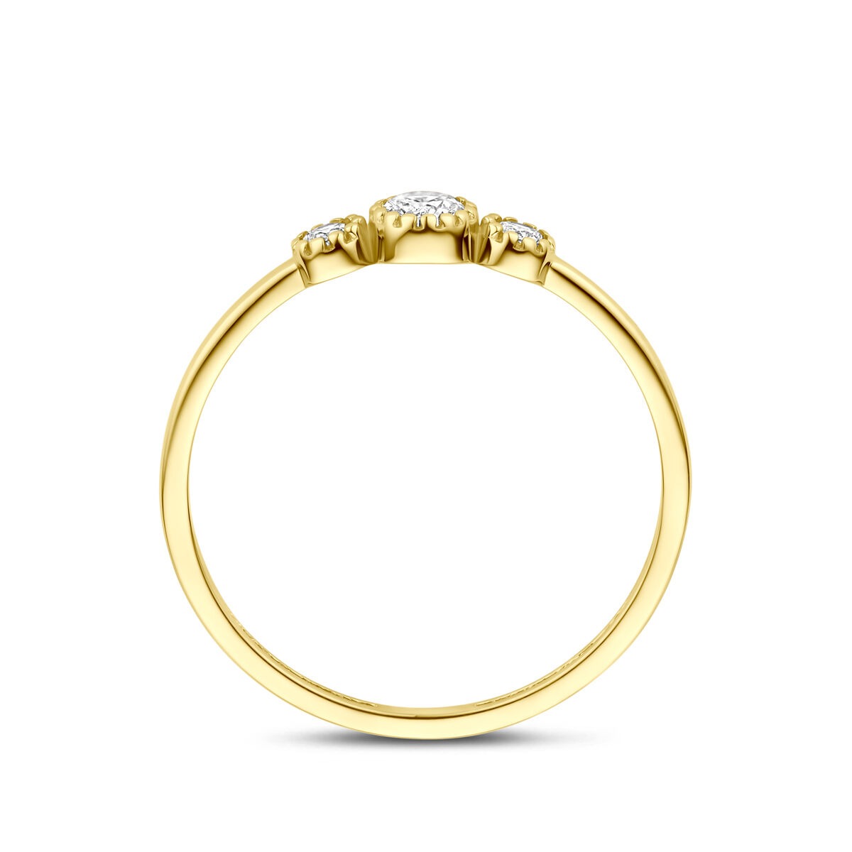 Anillo de mujer en oro amarillo de 9k con circonitas – 4 mm de ancho