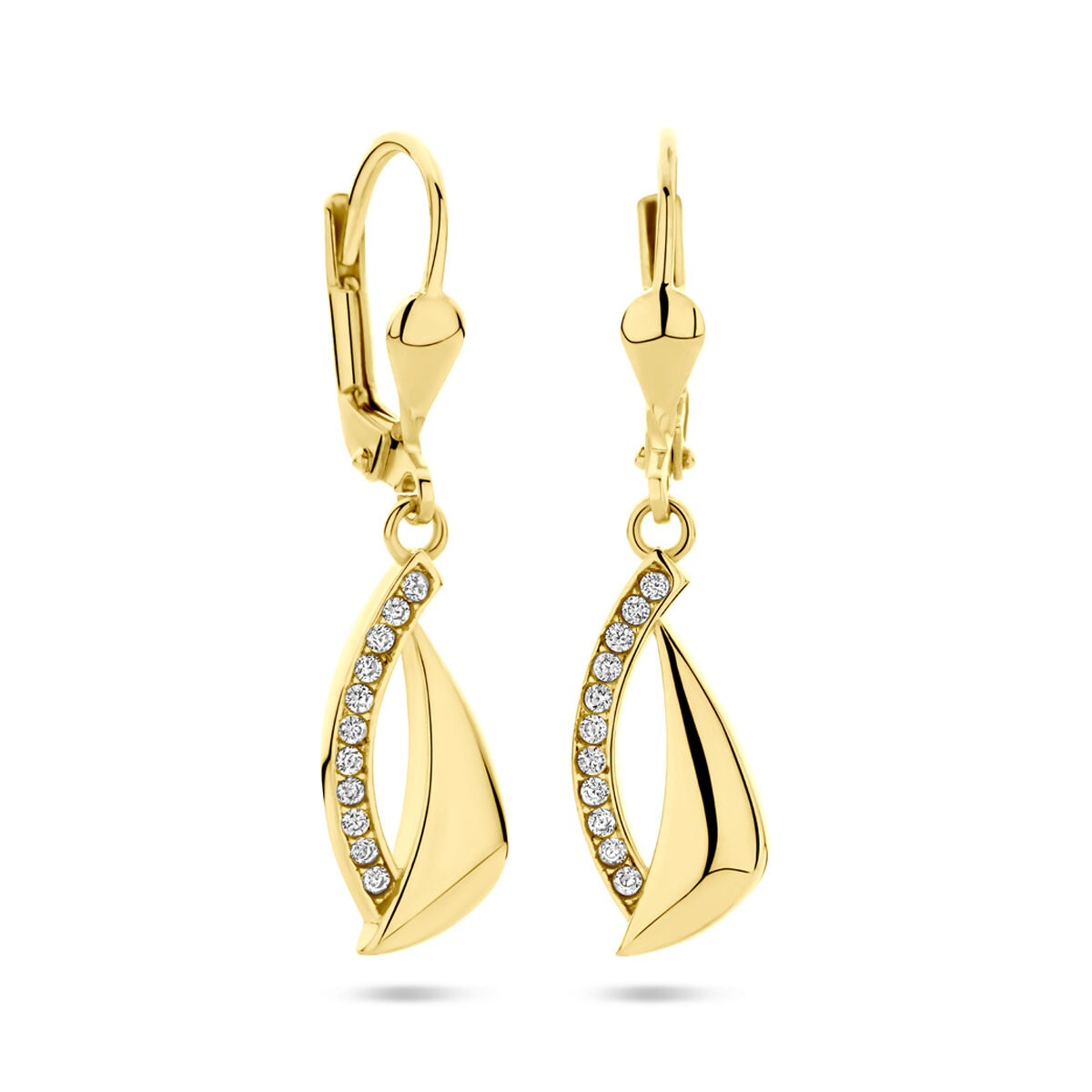 Pendientes de oro amarillo de 14k con circonitas