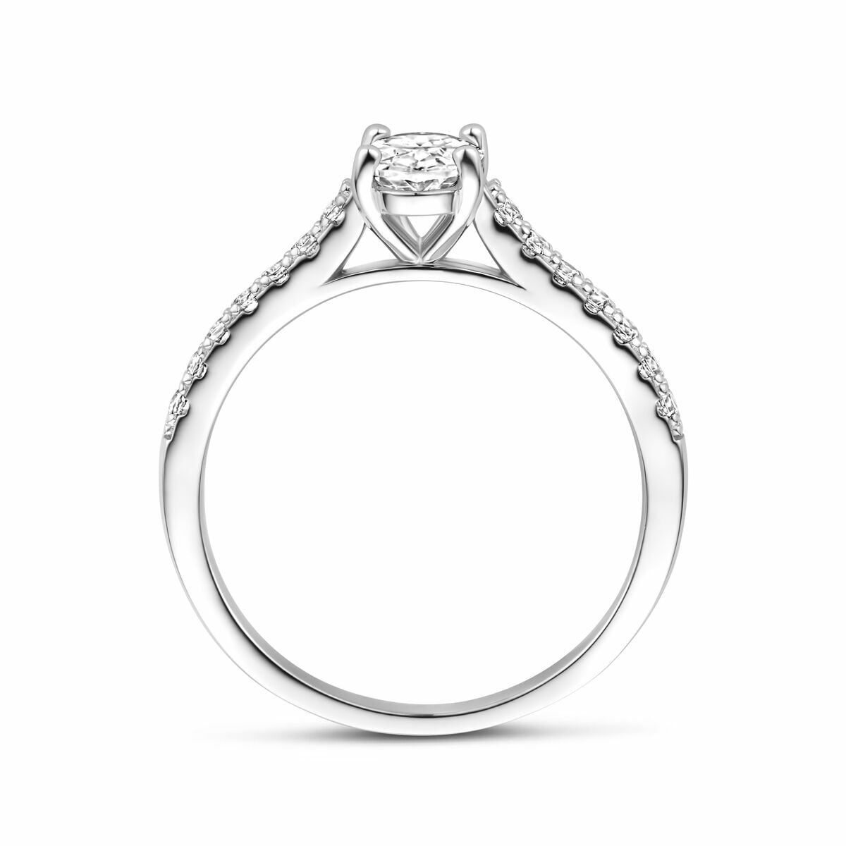 Anillo de mujer de plata con zirconia ovalada - plata 925 rodiada