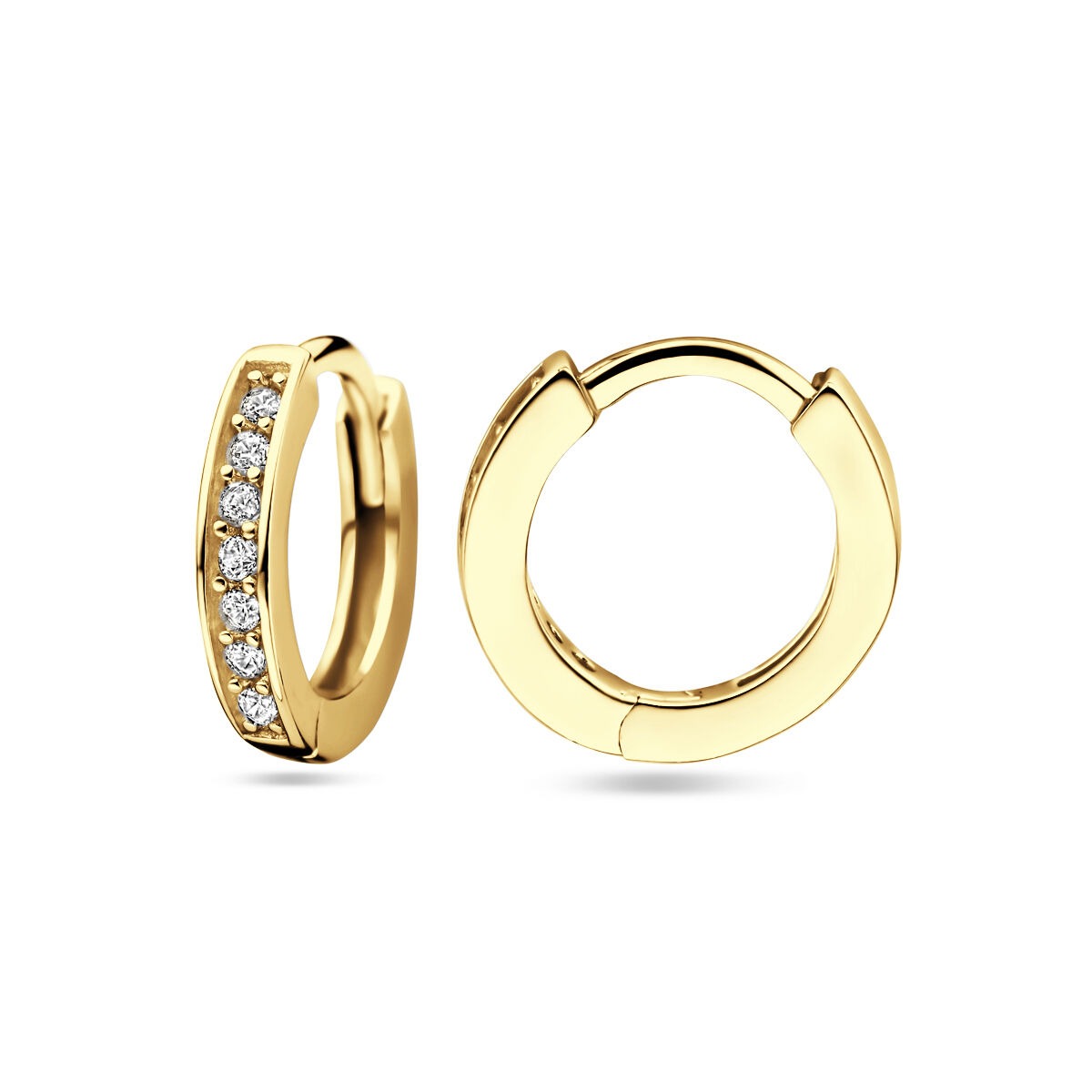 Aros chapados en oro de plata con circonitas – 9 mm destello en color oro