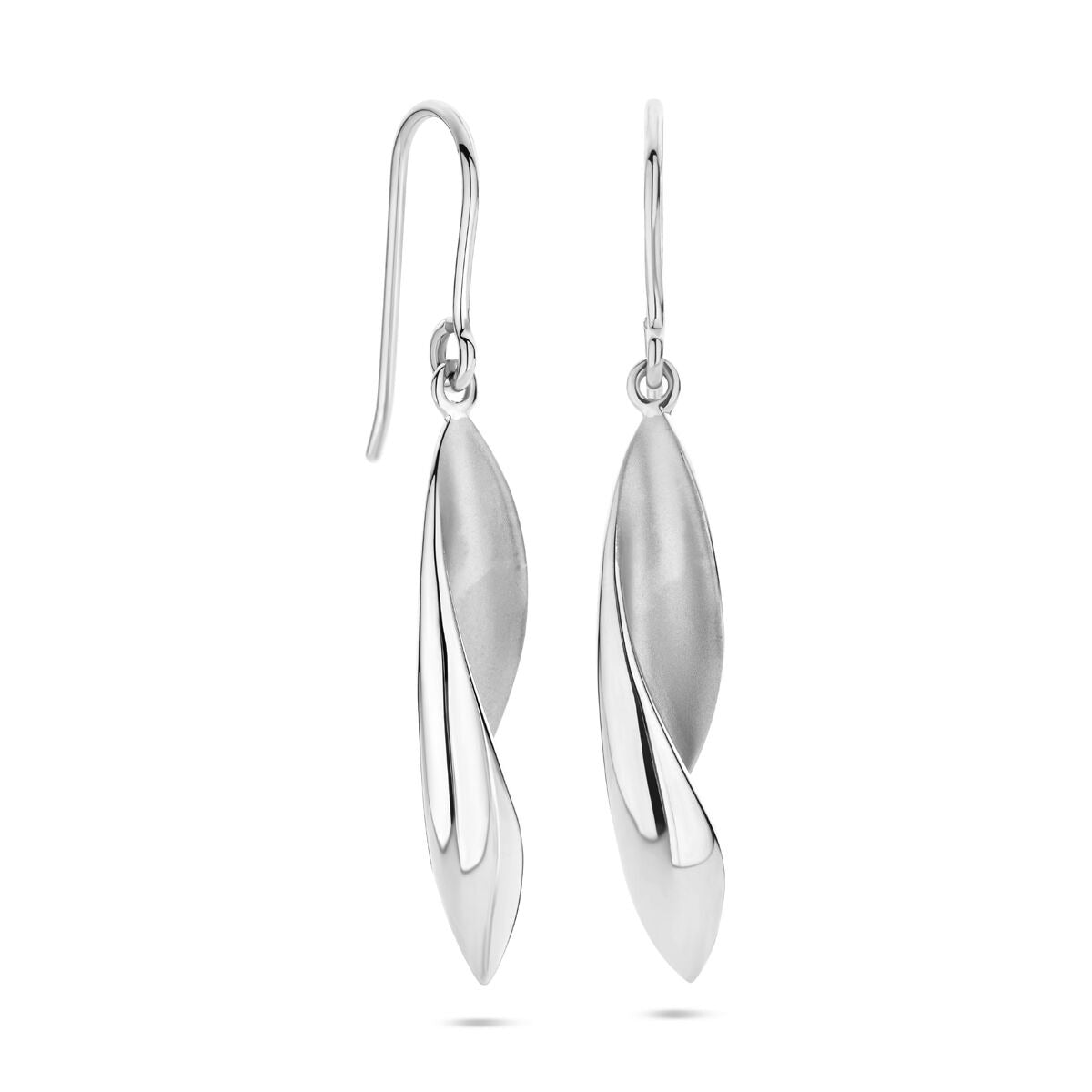 Pendientes de plata con gancho francés – plata 925 rodiada, pulido/mate, 45 mm