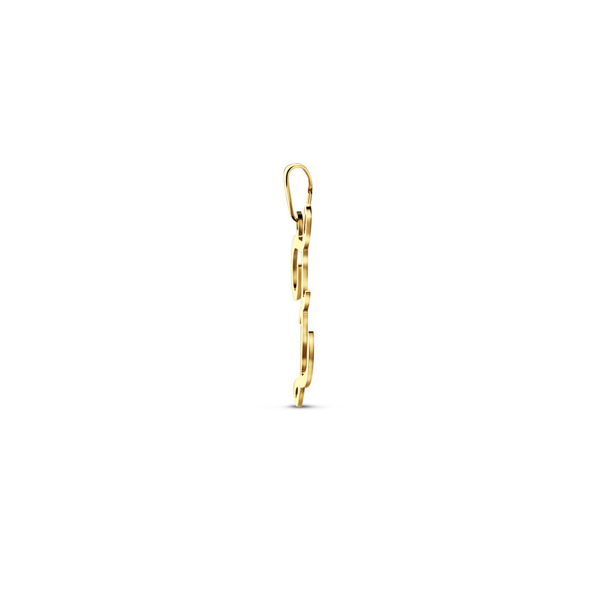 colgante de mujer en forma de letra de oro amarillo de 14k