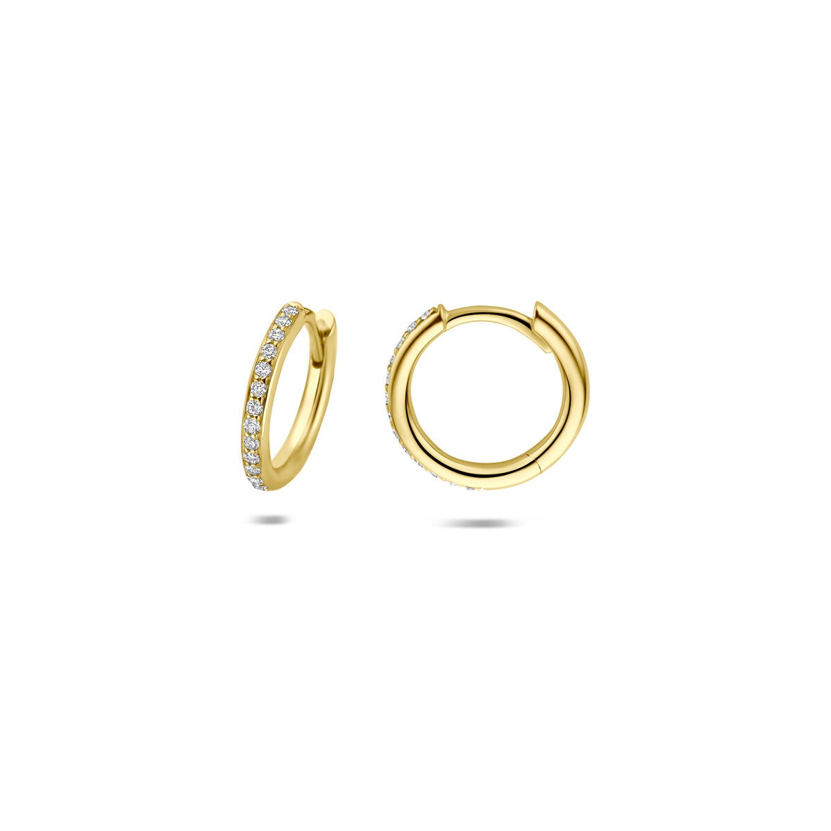 Aros de oro amarillo de 14k con diamante
