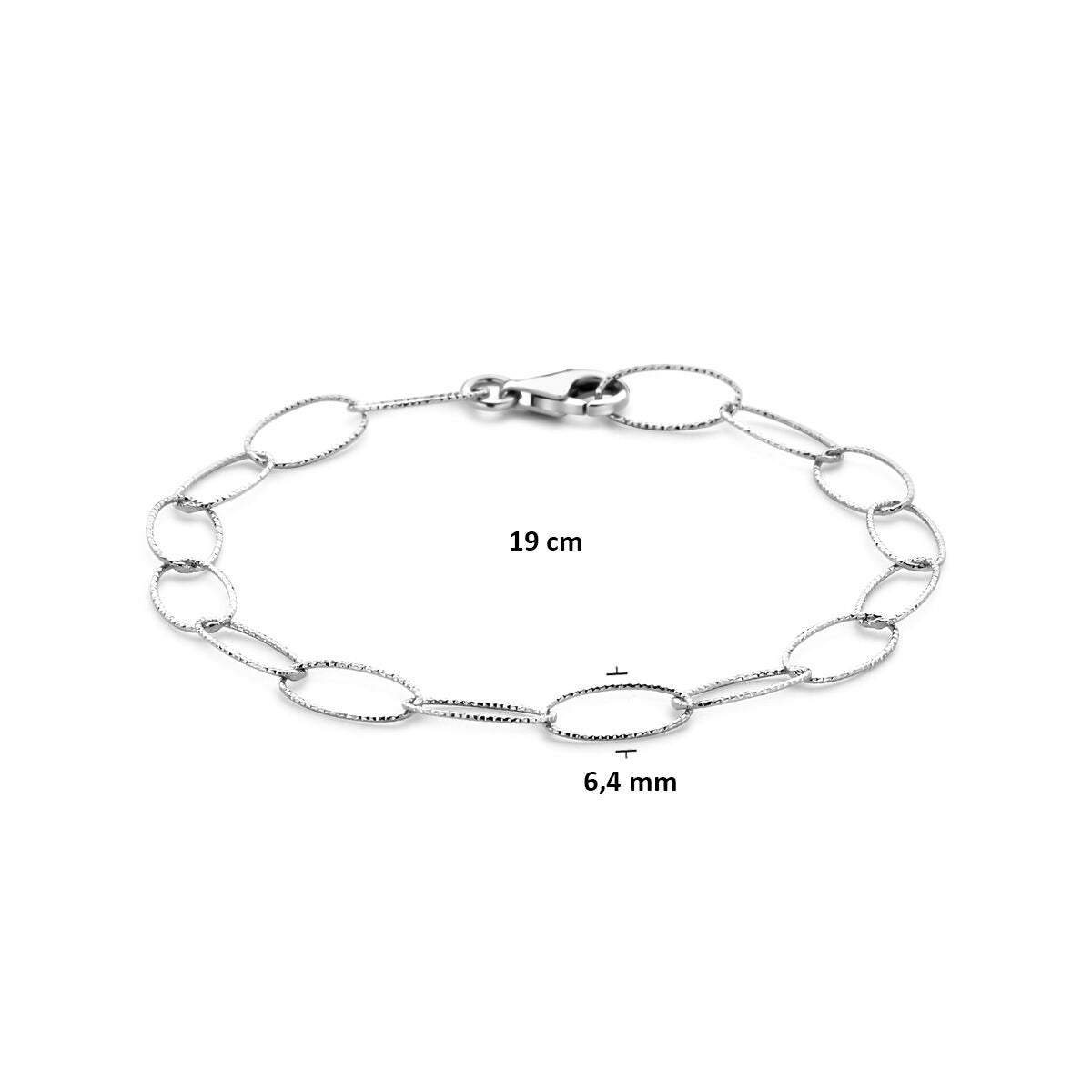 Pulsera de mujer de plata – eslabón de ancla rodiado 6,4 mm 19 cm
