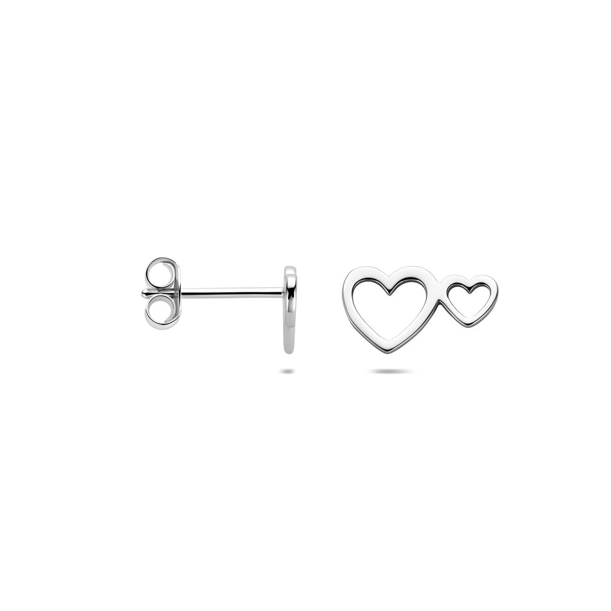 Pendientes de botón de plata con corazones – plata 925 rodiada