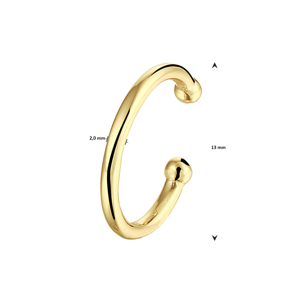 Ear cuff chapado en oro - acento moderno en color oro