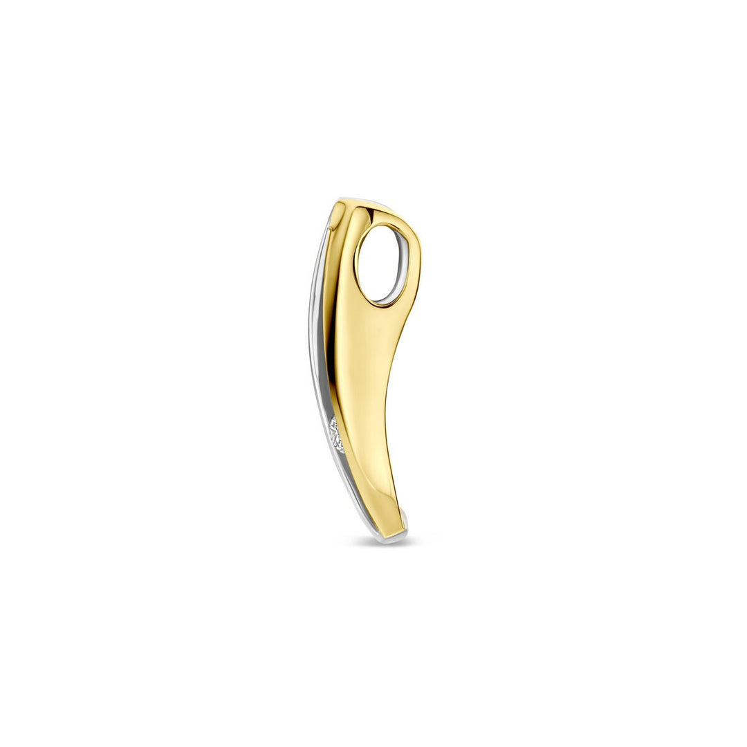 hanger lab grown diamant 0.04ct f vs 18 mm 14K bicolor goud geel/wit