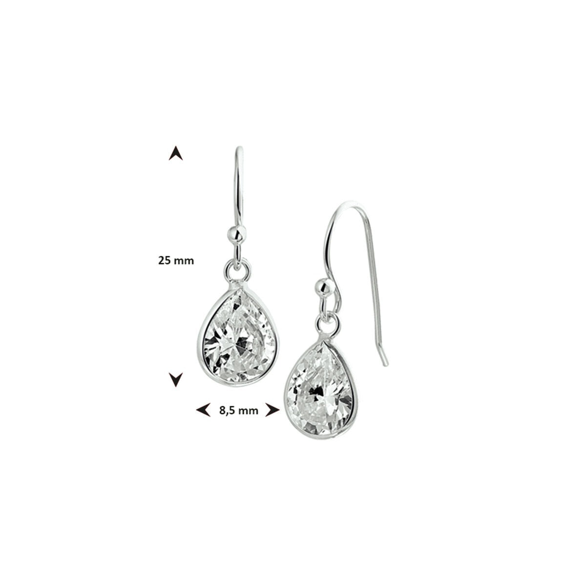 Pendientes de plata con circonitas – rodiados, talla pera