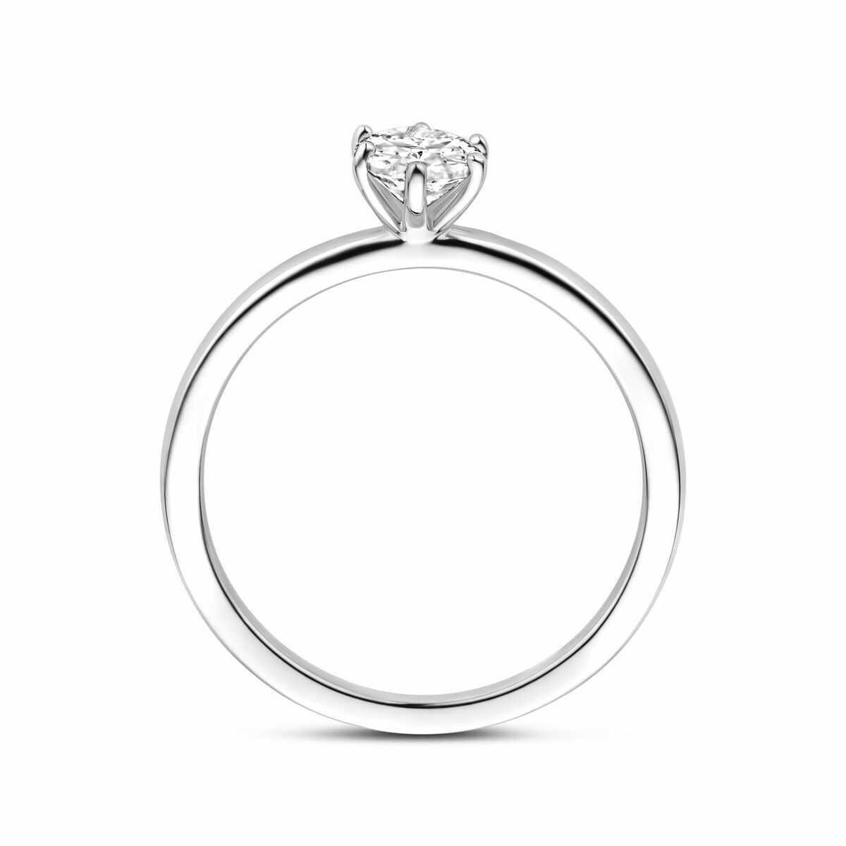 Anillo de mujer de plata con zirconia ovalada - plata 925 rodiada