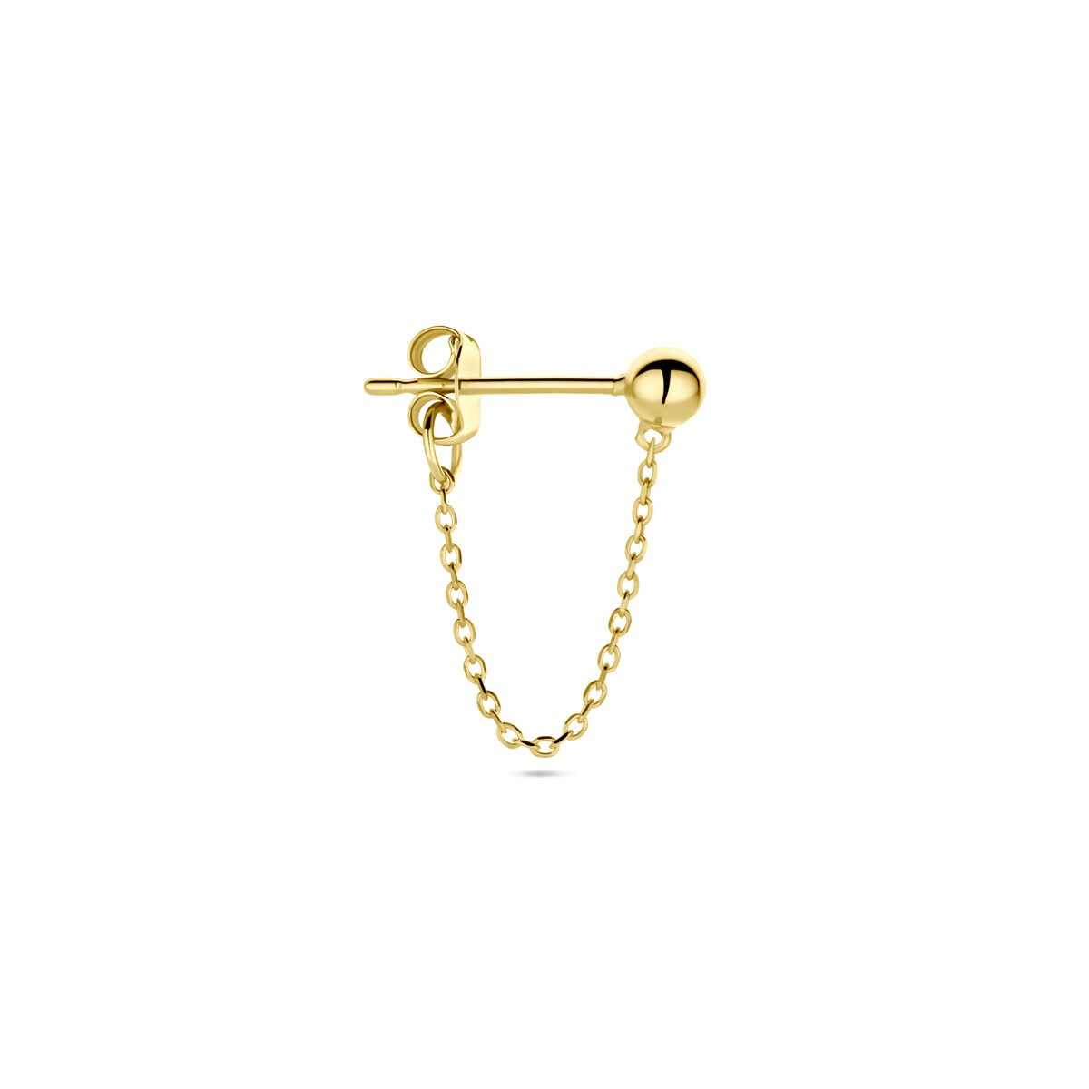 Pendiente de oro amarillo de 14k con bolita y cadena.