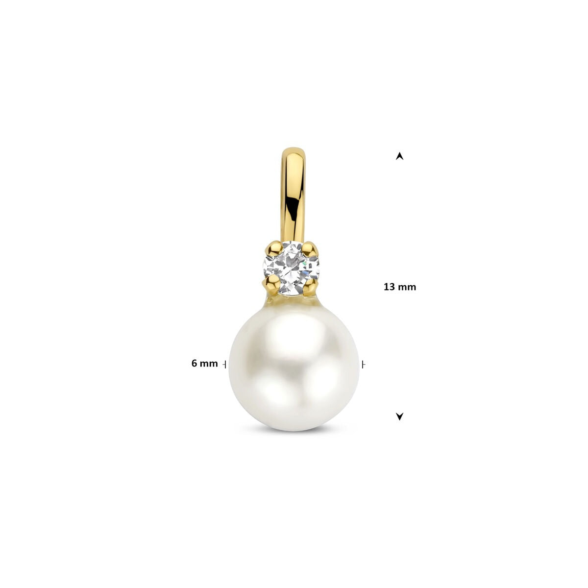 colgante chapado en oro amarillo con perla de agua dulce y circonita 13 mm