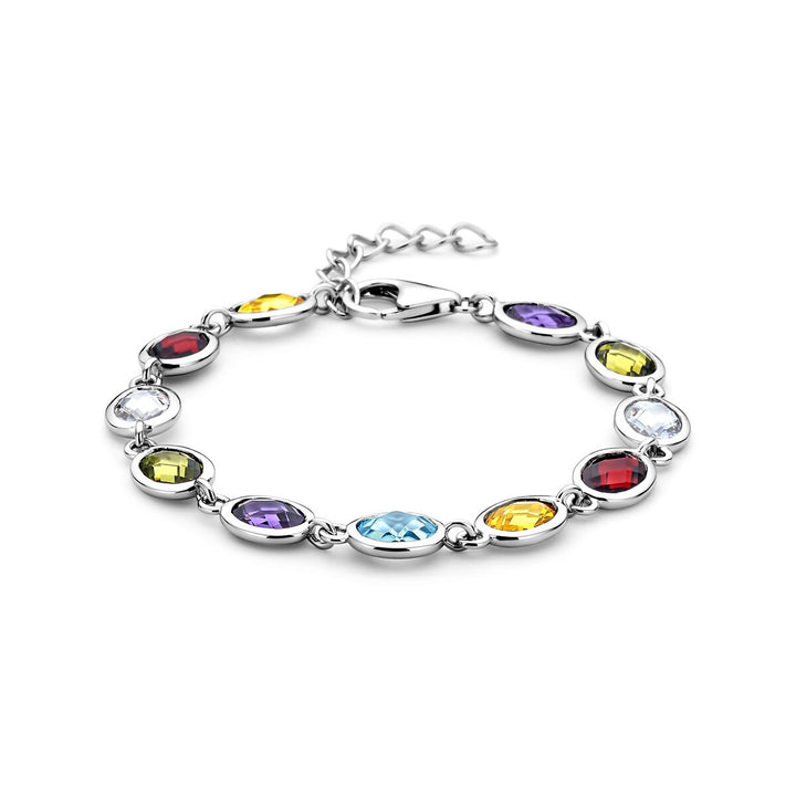 Zilveren armband met gekleurde zirkonia – gerhodineerd 925 zilver