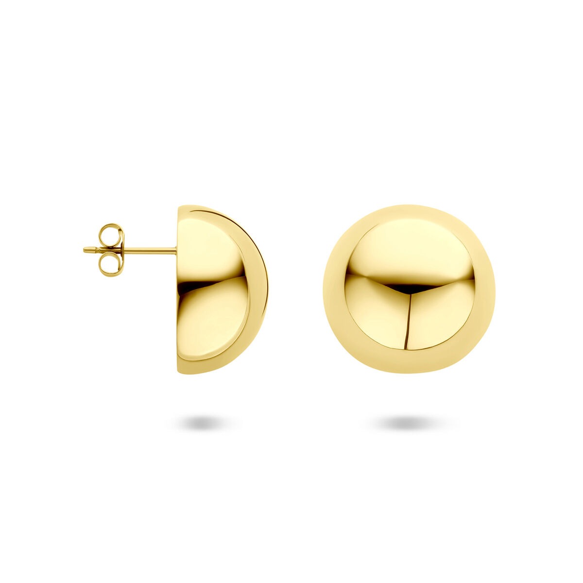 Pendientes de botón chapados en oro 20mm