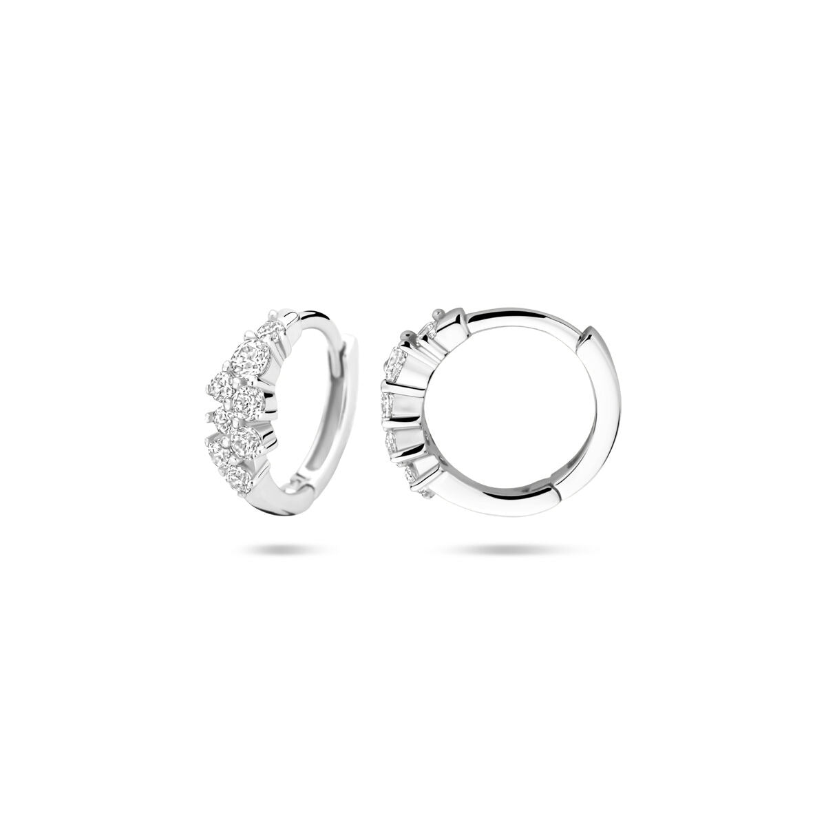 Aros de plata con circonitas – plata 925 rodiada, Ø13 mm