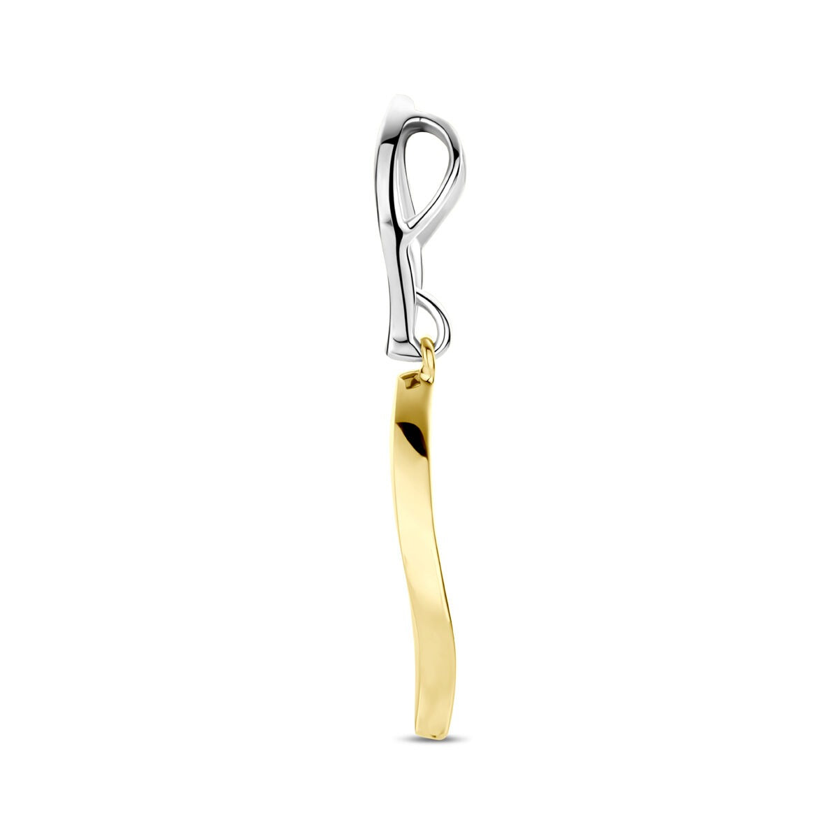 colgante poli/mate diamante 0.09ct h si 31 mm 14K oro bicolor amarillo/blanco