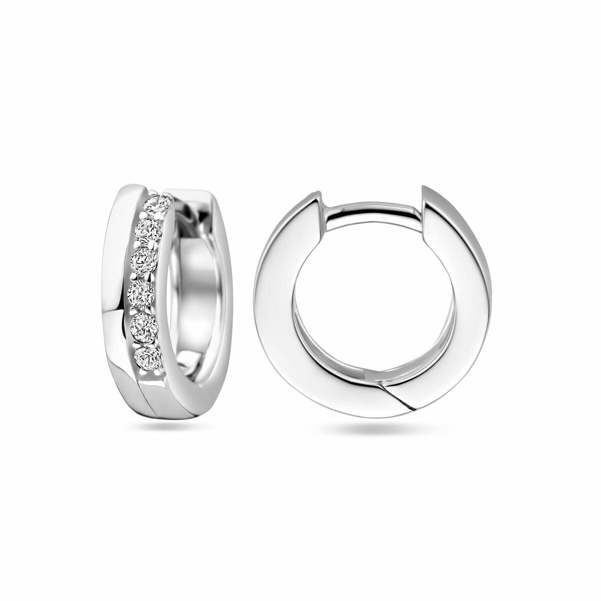 Aros de plata con circonitas – plata 925 rodiada (set)