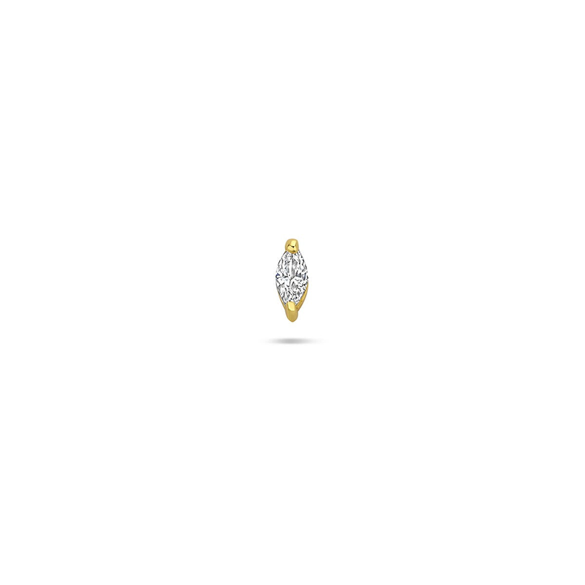 Piercing de plata 925 bañado en oro con forma de hoja y zirconias brillantes.