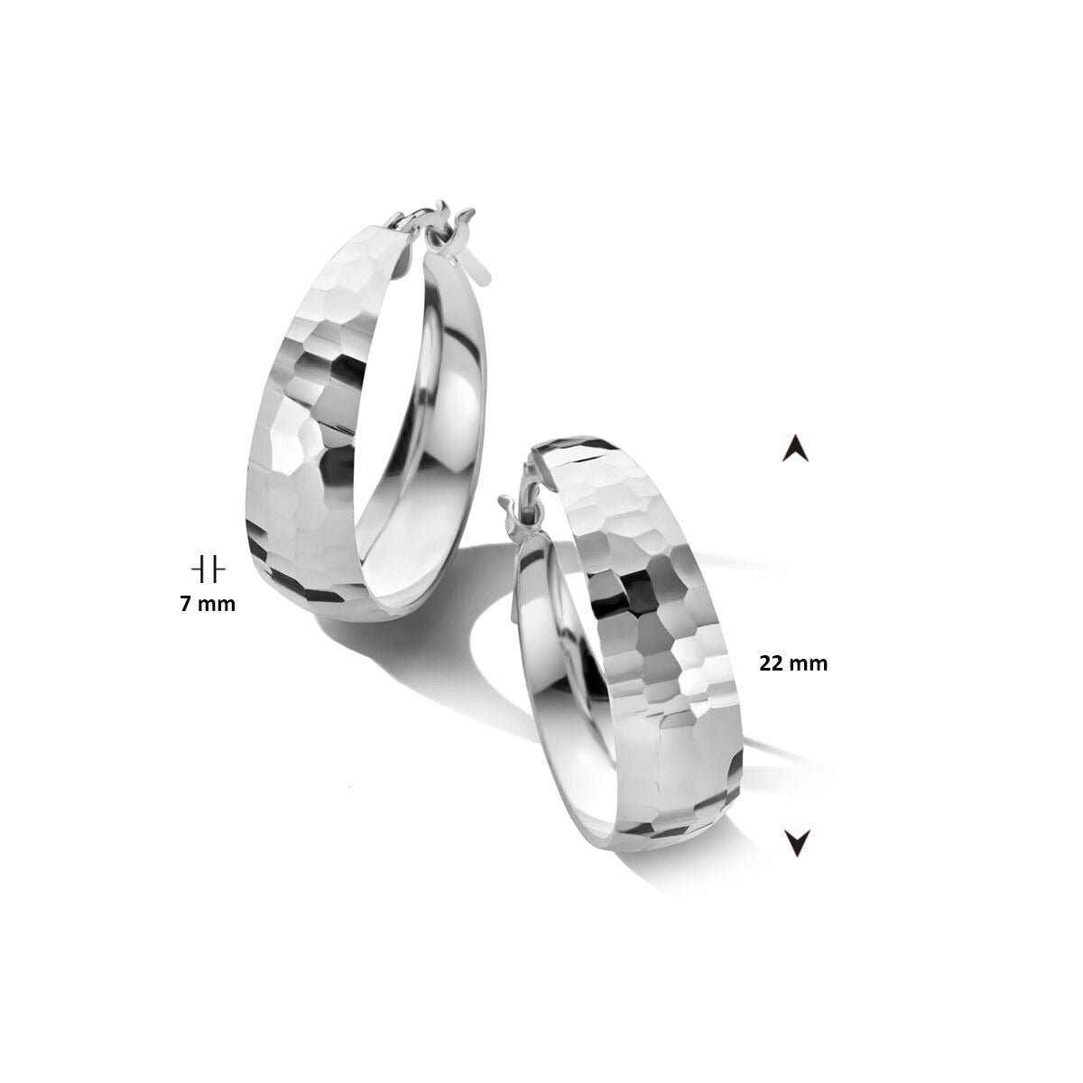 Aros de plata rodiados 7,0 mm de ancho