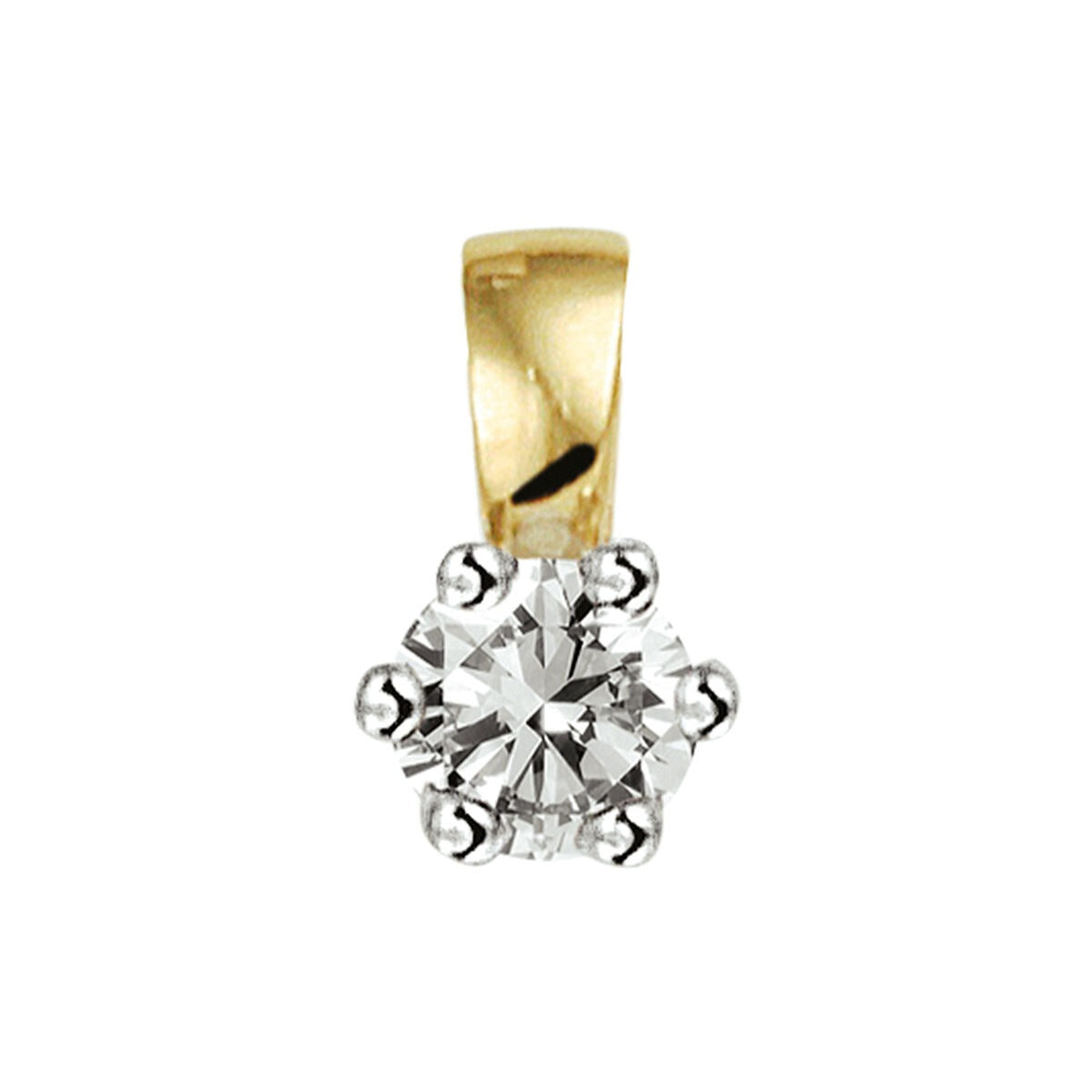 Colgante bicolor de oro de 14k con diamante, en oro amarillo y blanco.