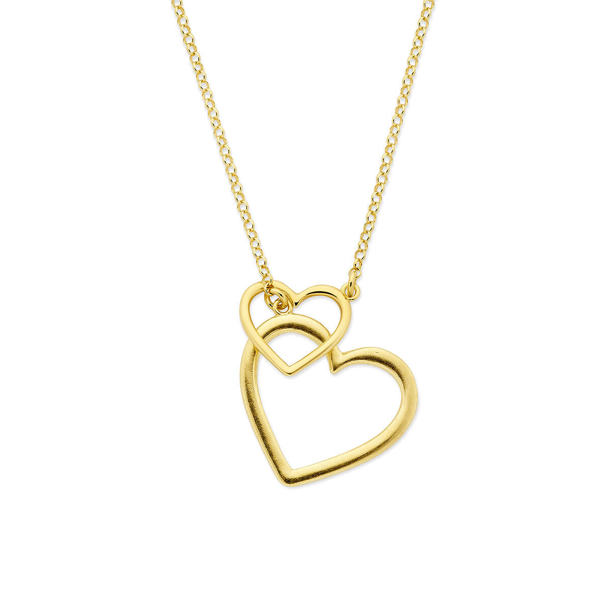 Collar dorado de plata 925 con corazones dobles entrelazados.