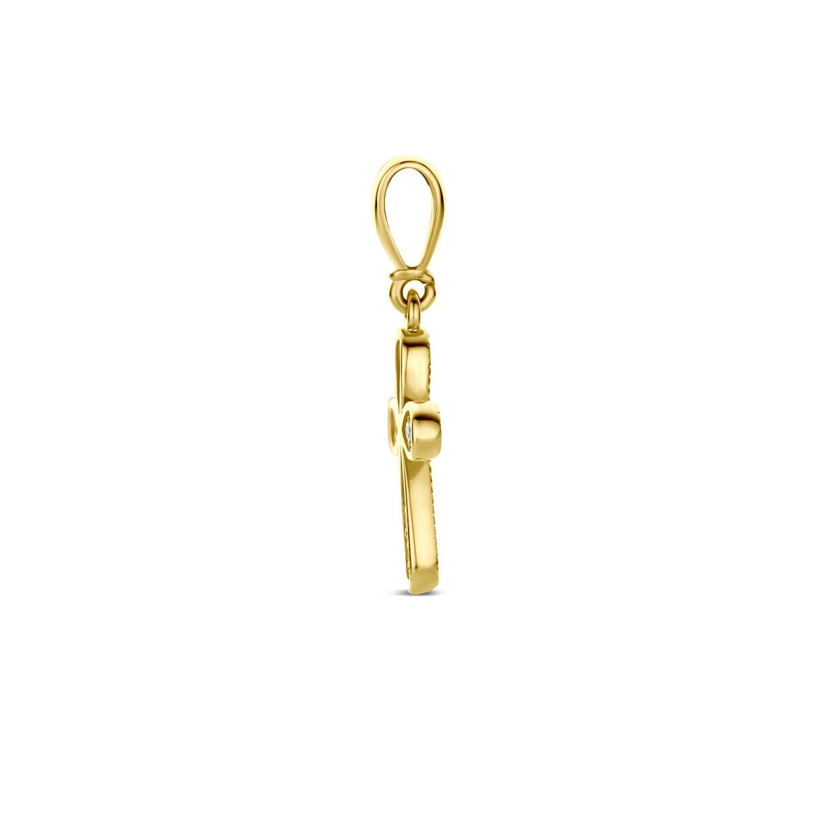 colgante cruz de oro amarillo con circonitas
