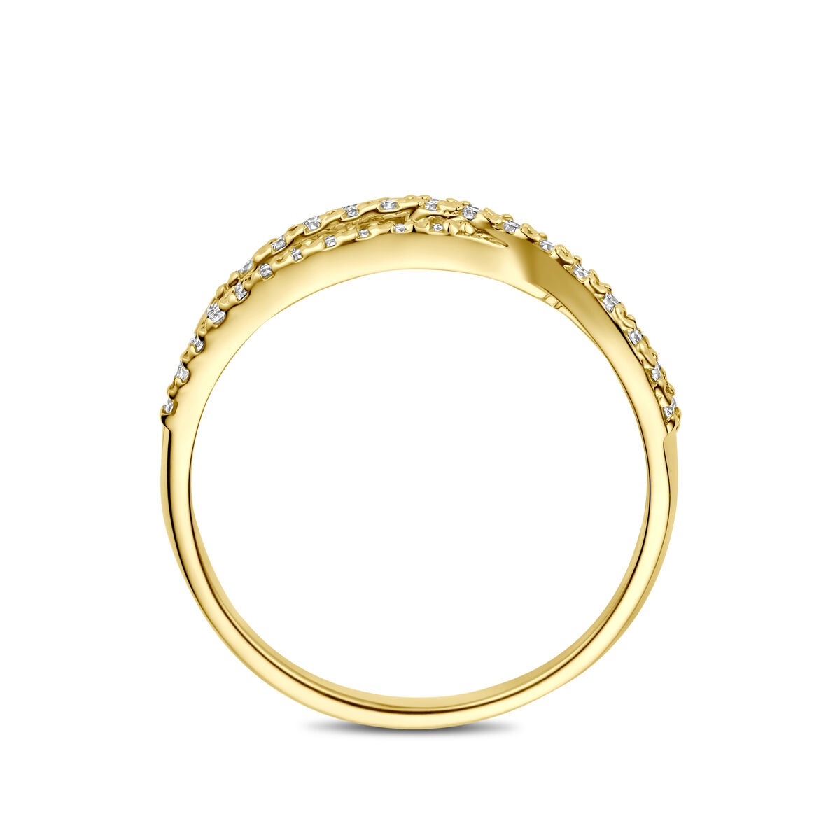 Anillo de oro amarillo de 14k con diamante cultivado en laboratorio
