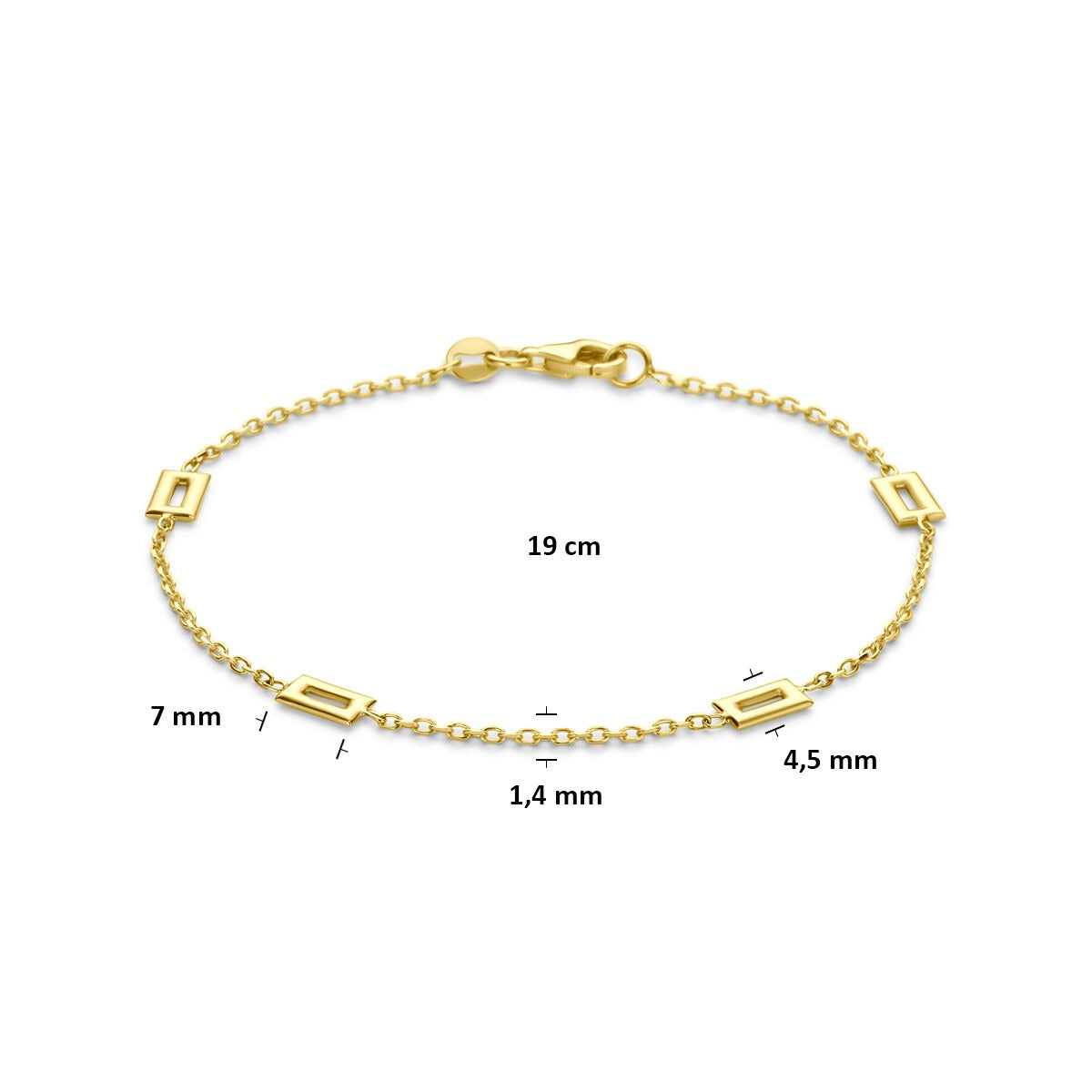 Pulsera de oro amarillo con eslabones juguetones