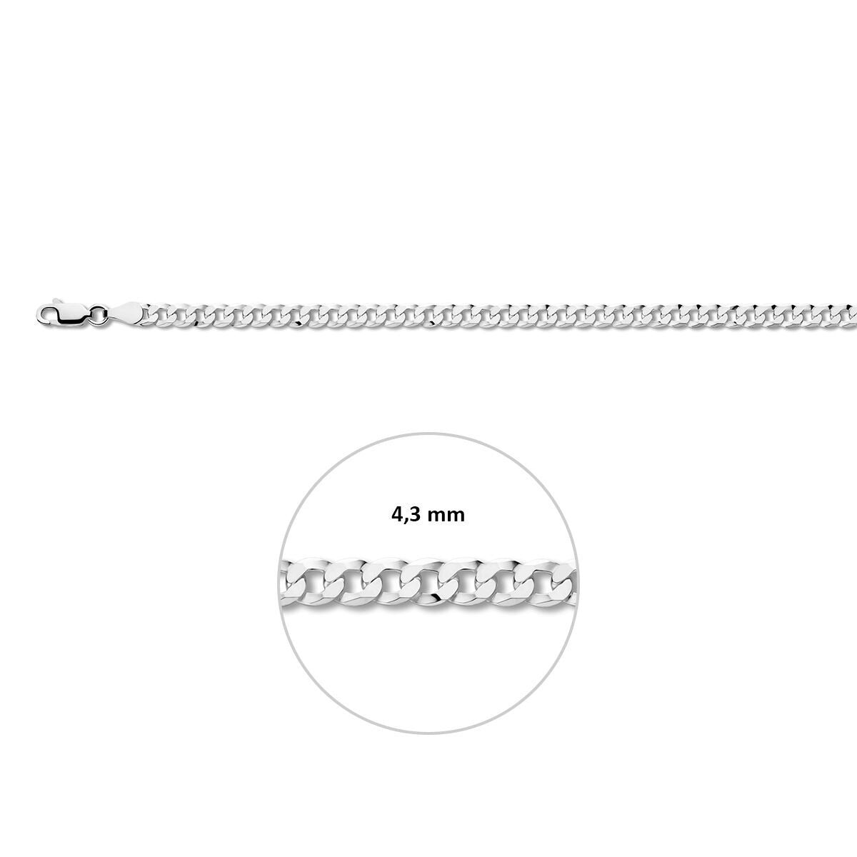 gourmette 6 lados facetados 4,3 mm plata rodiada
