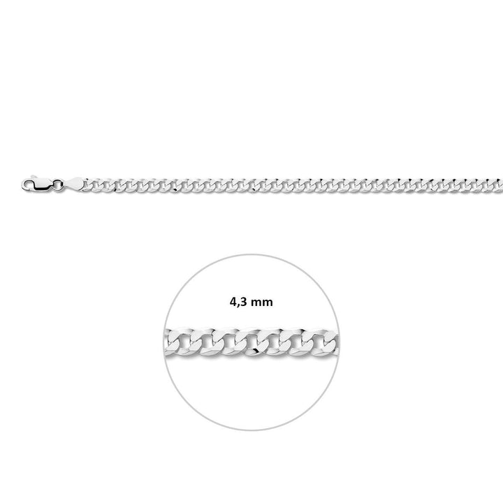 gourmette 6 lados facetados 4,3 mm plata rodiada