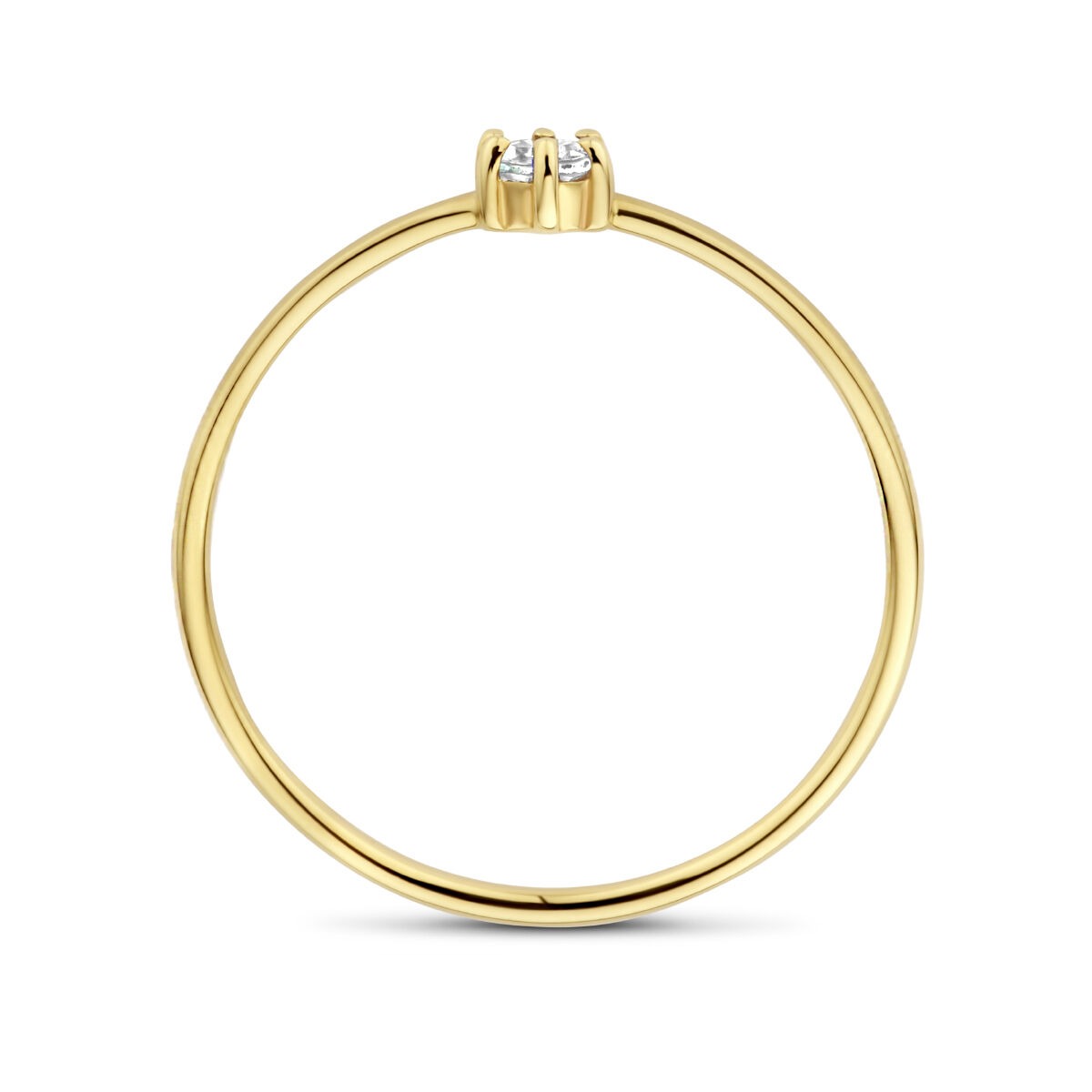 anillo de oro amarillo de 14k con aguamarina - tallado en brillante