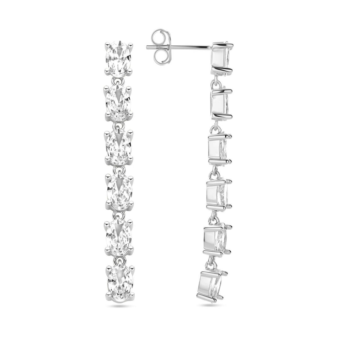Gerhodineerd zilveren oorhangers met zirkonia 44mm