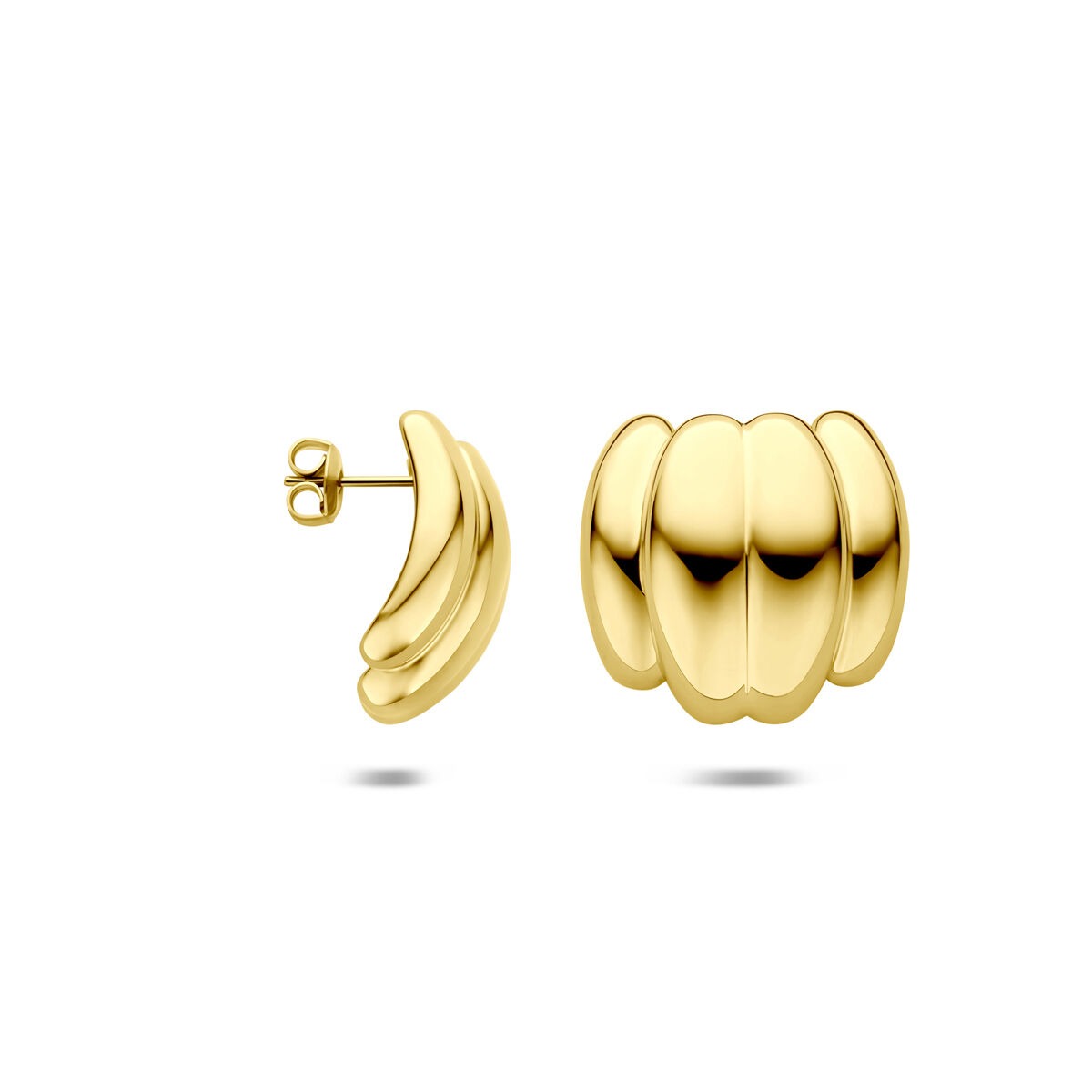 Pendientes de botón de mujer en acero amarillo – con ion plating 23 mm